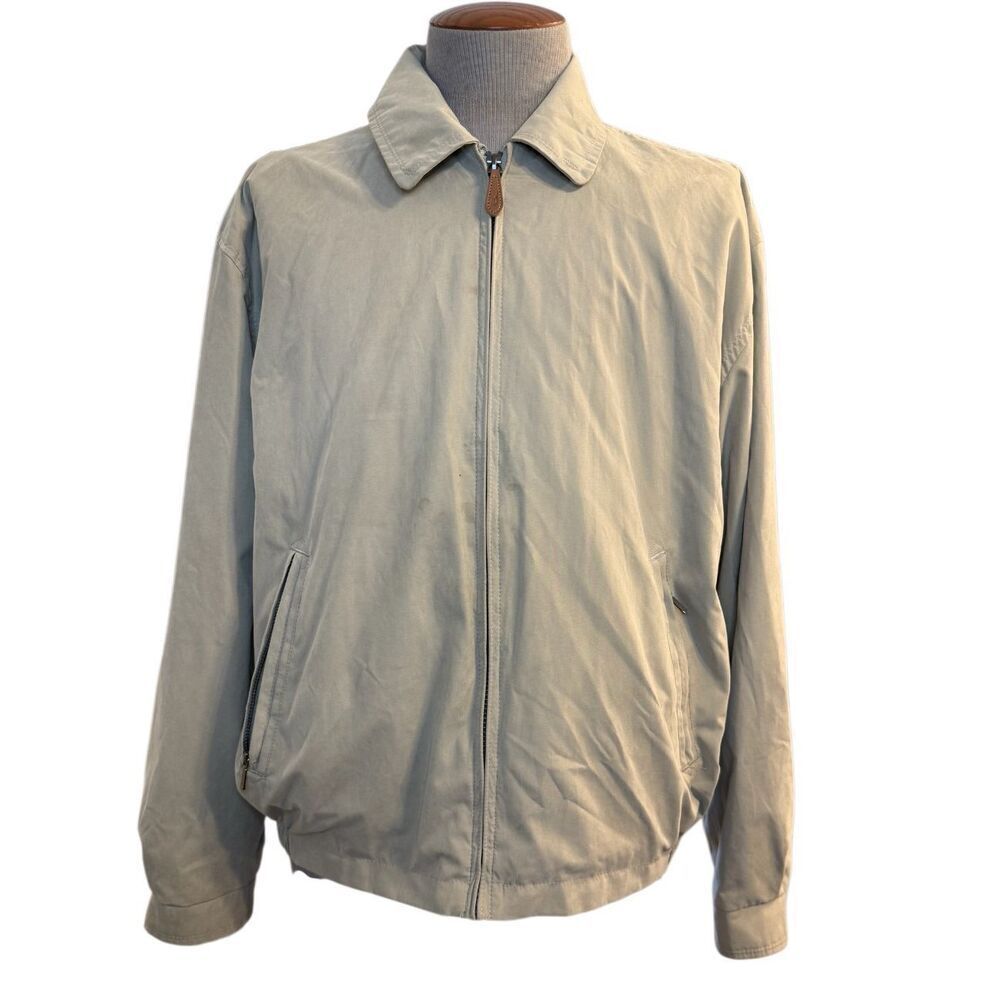 London Fog Retro Classic Khaki Jacket Mesh Lined Men's Size Large L Windbreaker
